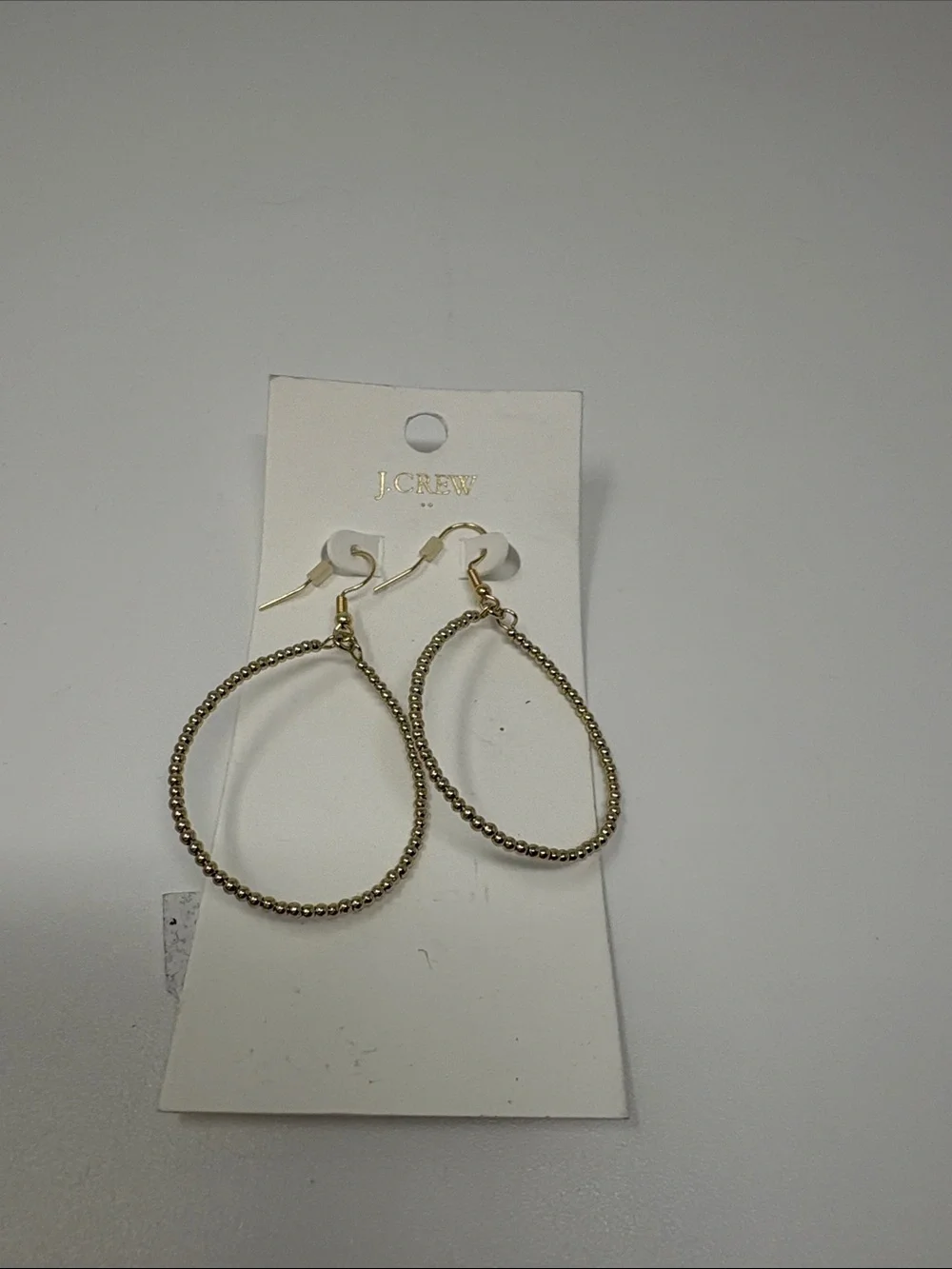 J. Crew Gold Beaded Oval Hoop Earrings